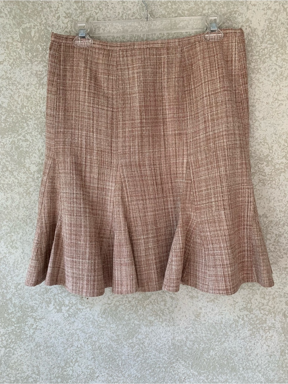 BCBGMaxAzria Rosewood Pink Silk Tweed A-Line Flared Skirt Size 4 Y2K Old Money